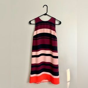 Ann Taylor Pink & Burgundy Striped Shift Dress